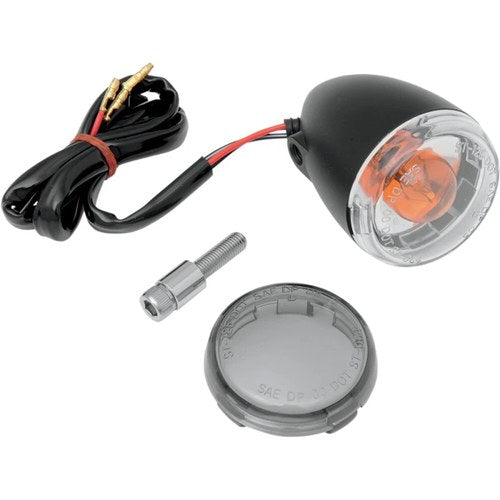 Drag Specialties Universal Turn Signal Light - Front - Black/Smoke | 12-0232BFDC