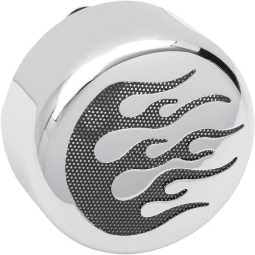 Drag Specialties Horn Cover - Chrome with Black Flame | 76636FB4