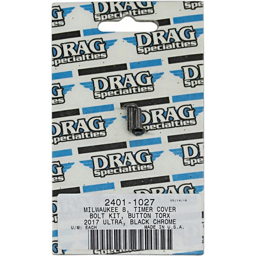 Drag Specialties Bolt Kit M8 Timer Cover Black/Chrome Knurled | MK780BK