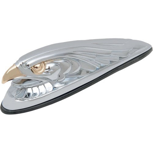 Drag Specialties Eagle Head w/Lights, Gold Eyes, Small, Chrome | 91-6608-BC312