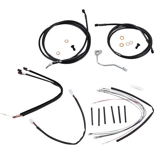 Burly Brand Complete Black Vinyl Handlebar Cable/Brake Line Kit | B30-1181