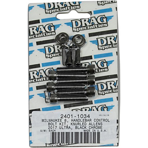 Drag Specialties Bolt Kit M8 Hand Black/Chrome Knurled | MK784BK