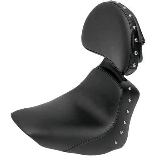 Saddlemen Heels Down Solo Seat, Studded, Backrest, Flstc (Black) 806-15-0031