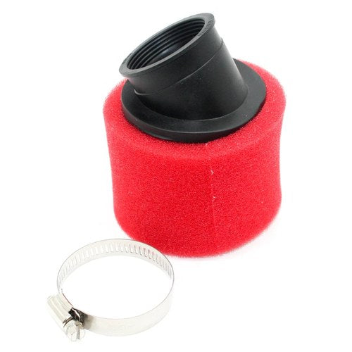 Red 48mm Bent Angled Foam Air Filter Pod Pit Pro Trail Quad Dirt Bike ATV Buggy