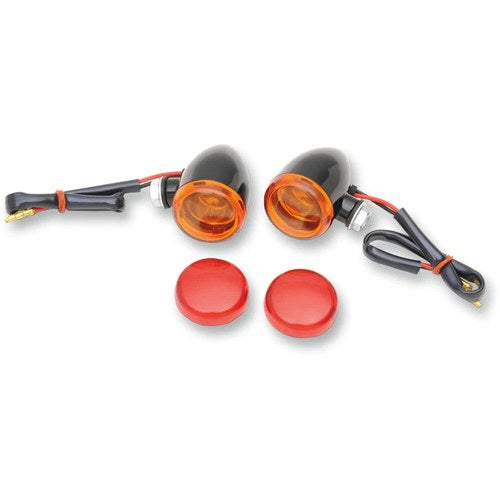 Drag Specialties Mini Deuce Bolt-Mount Marker Lights (Gloss Black/White Bulb)