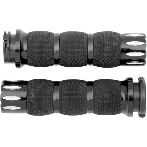 Avon Air Cushion Grips for H-D Motorcycles Cable Throttle (RIVAL Anodized Black)