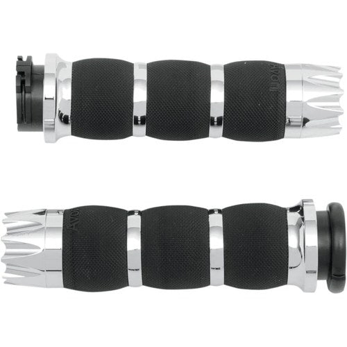 Avon Air Cushion Grips for H-D Motorcycles w/Cable Throttle (EXCALIBUR Chrome)
