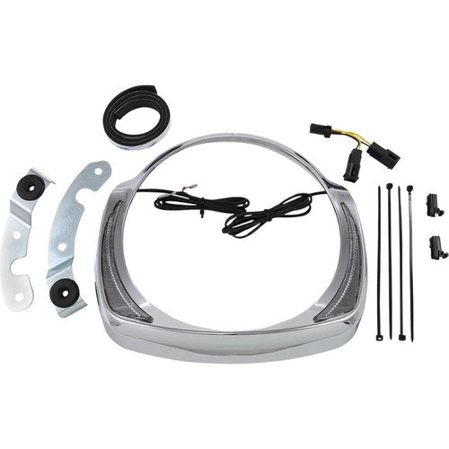 Ciro LED Fang Headlight Bezel w/ Running Lights (Chrome) 45200