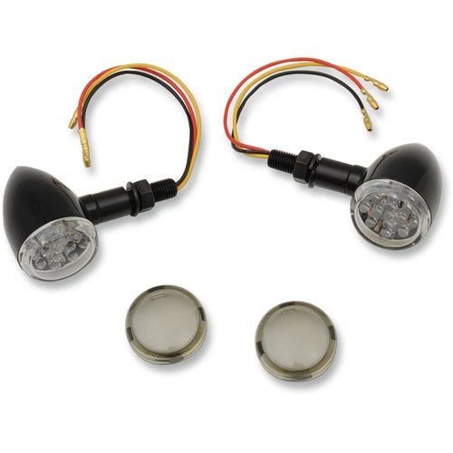 Drag Specialties LED Mini Deuce Marker Light Kit (Gloss Black/Amber LED)