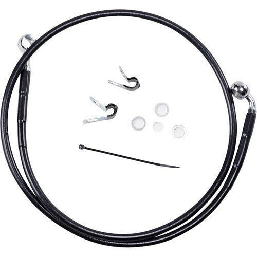 Drag Specialties +6" Brake Line - Front - Black Vinyl - 04-10XL | 660313-6BLK