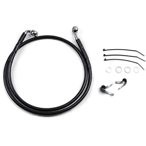 Drag Specialties +4" Brake Line - Front - Black Vinyl - Fxd 00-5 | 640112-4BLK
