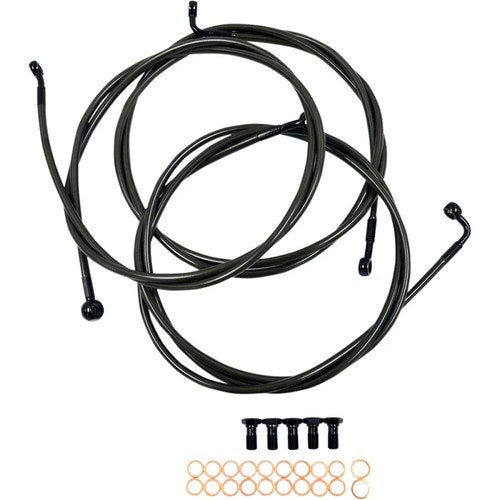 LA Choppers Midnight Braided Brake Line Kit - Touring ABS | LA-8052B16M