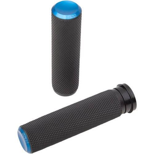 Arlen Ness Blue Knurled Grips for Tbw | 07-345