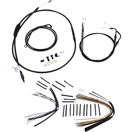Burly Brand Complete Black Vinyl Handlebar Cable/Brake Line Kit | B30-1014