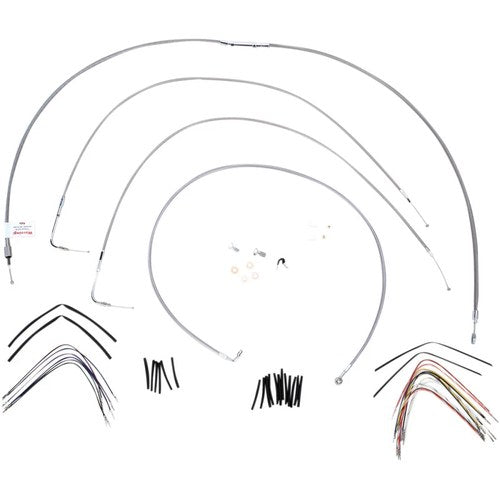 Burly Brand Complete Stainless Braided Handlebar Cable/Brake Line Kit | B30-1053