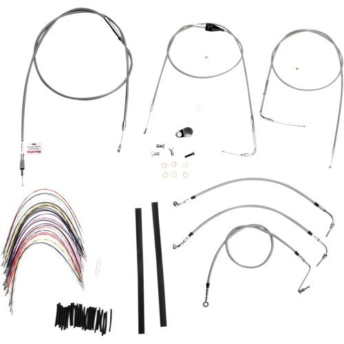 Burly Brand Complete Stainless Braided Handlebar Cable/Brake Line Kit | B30-1082
