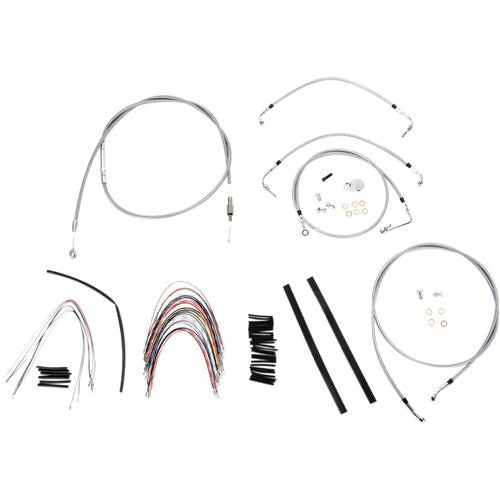 Burly Brand Complete Stainless Braided Handlebar Cable/Brake Line Kit | B30-1095