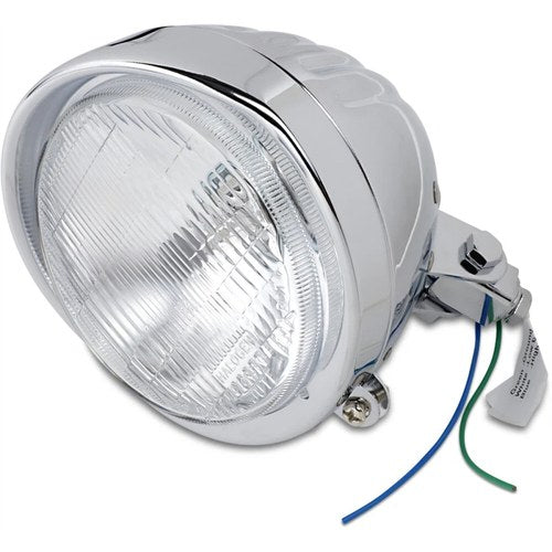 Drag Specialties Headlight with Visor 5-3/4" - Grooved | 20-0335D-BX-LB1