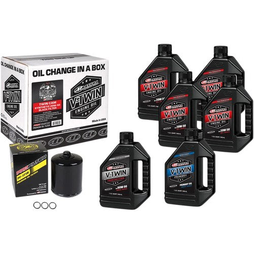 Maxima V-Twin Oil Change Kit Syn Tc Black Filter | 90-119016PB