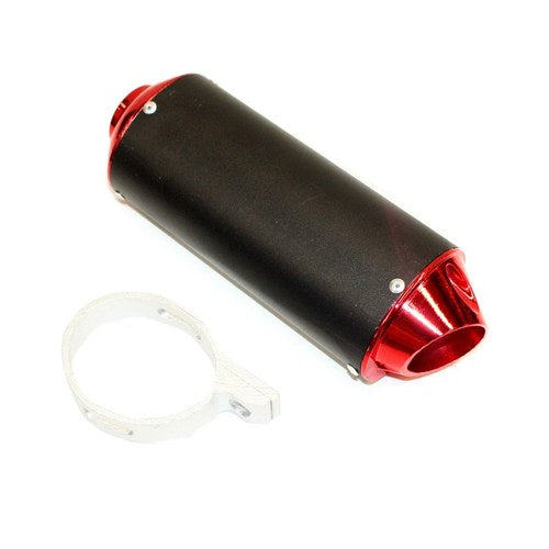 38mm Red Alloy Exhaust Muffler + Clamp 125cc 140cc 150cc Pit Pro Dirt Bike