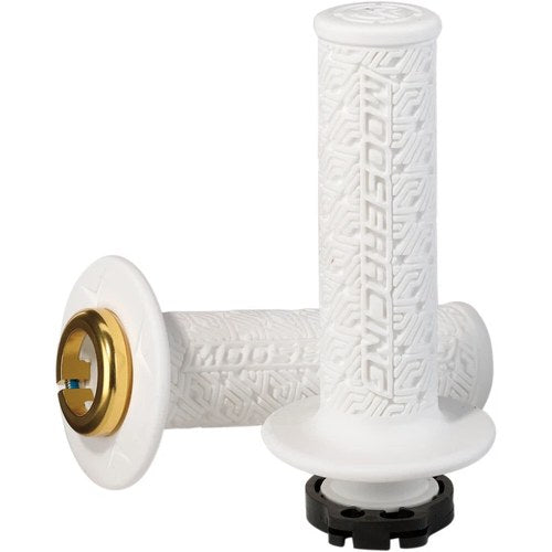 Moose Racing White/Gold Moose Lock-On Grips | B36MRW-D