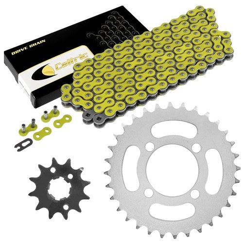 Drive Chain & Sprockets Kit fits Yamaha Grizzly 125 YFM125G 2004-2012 Yellow