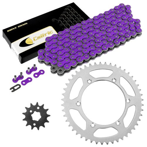 Drive Chain & Sprockets Kit for Kawasaki KDX200 1984 1985 1986 1987 1988 Purple
