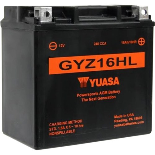 Yuasa Gyz High Performance Maintenance-Free Agm Battery (GYZ16HL) YUAM716GHL