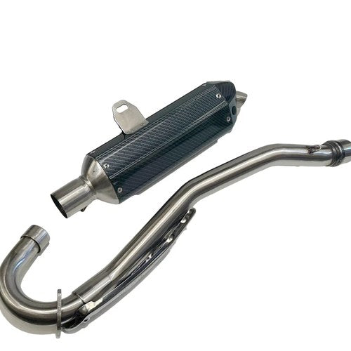 Exhaust Pipe + Carbon Fibre Look Muffler System 250cc 300cc Pit Trail Dirt Bike