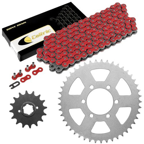 Red Drive Chain And Sprocket Kit for Yamaha XJ550 Maxim / XJ550R Seca 1981-83