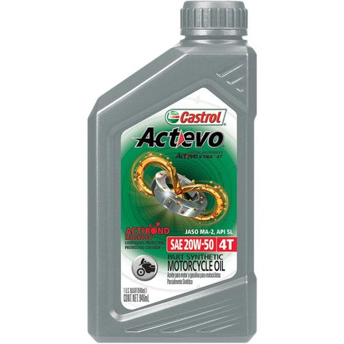 Castrol Activ 4T Semi-Synthetic Engine/Motor Oil | 20W-50 | 1 Quart | 06139
