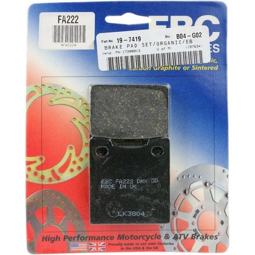 Ebc Organic OE Quality Replacement Brake Pads / One Pair (FA222)