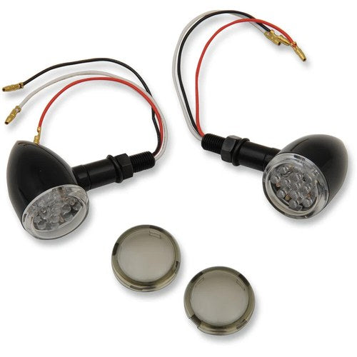 Drag Specialties LED Mini Deuce Marker Light Kit (Gloss Black/Red LED)