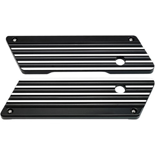 Joker Machine Saddlebag Latch Covers - Finned (Black Anodized) Pair | 04-50-1B