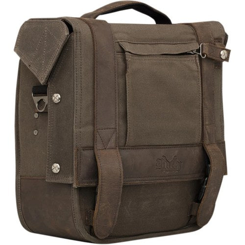 Burly Brand Voyager Saddlebag - Waxed Cotton (Dark Oak / Brown) B15-1000D