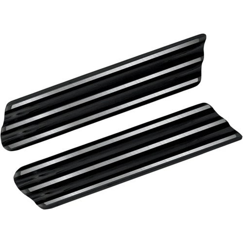 Covingtons Saddlebag Latch Delete Plates, Finned, Police (Black) Pair | C1006-B