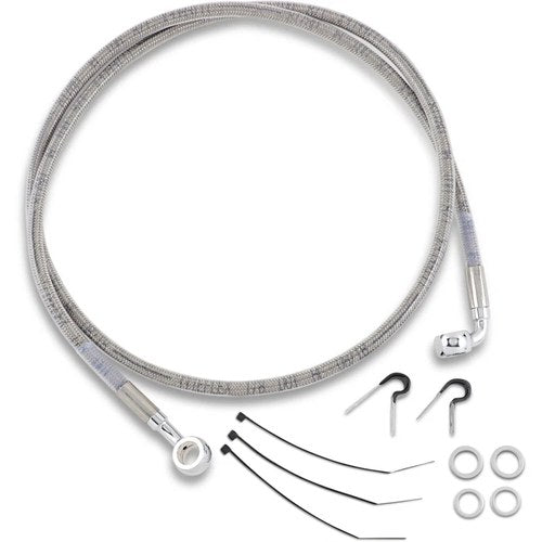 Drag Specialties Front Brake Line - Clear-Coated Stainless Steel | 640213