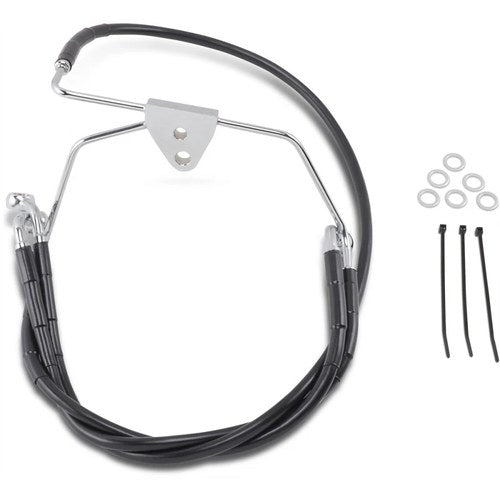 Drag Specialties +6" Brake Line - Front - Black Vinyl - Flh 96-07 | 660411-6BLK