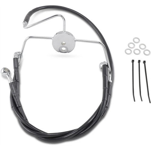 Drag Specialties +4" Brake Line - Front - Black Vinyl - FLHR94-07 | 644410-4BLK