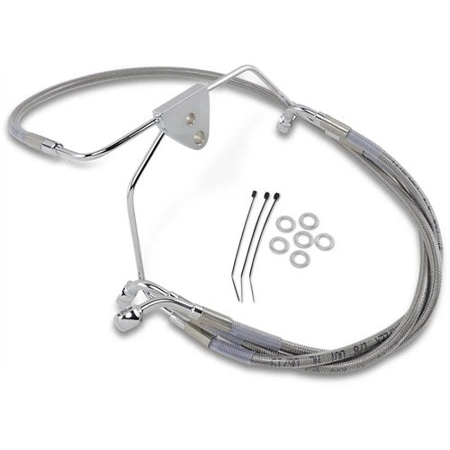 Drag Specialties +4" Brake Line - Front - Stainless Steel - Flh 96-07 | 660411-4