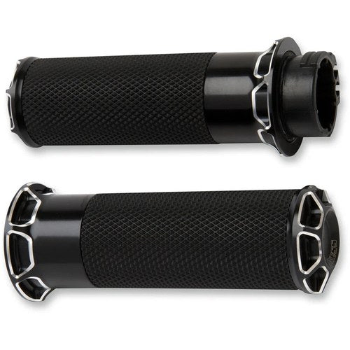 Arlen Ness Black Beveled Grips for Cable | 07-331