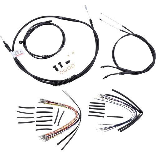 Burly Brand Complete Black Vinyl Handlebar Cable/Brake Line Kit | B30-1037