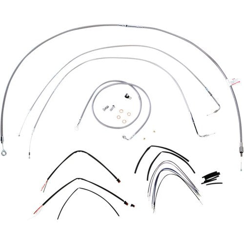 Burly Brand Complete Stainless Braided Handlebar Cable/Brake Line Kit | B30-1061