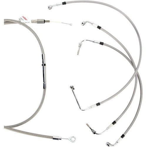 Burly Brand Complete Stainless Braided Handlebar Cable/Brake Line Kit | B30-1103