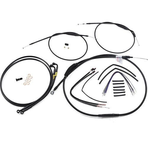 Burly Brand Complete Black Vinyl Handlebar Cable/Brake Line Kit | B30-1202