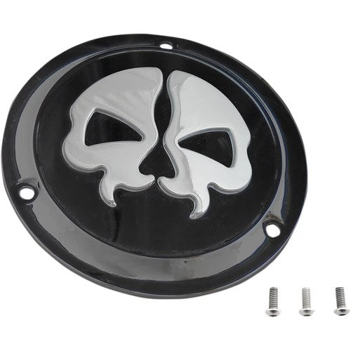 Drag Specialties Split Skull Derby Cover - Black - 3-Hole | 78045BB2
