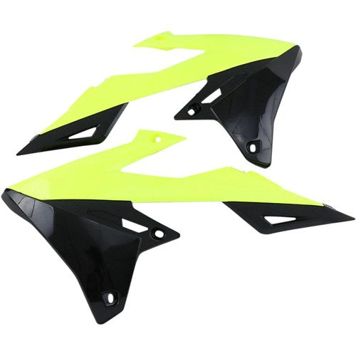 UFO Radiator Shrouds - Black/Fluorescent Yellow - Rmz 450 | SU04941-DFLUU