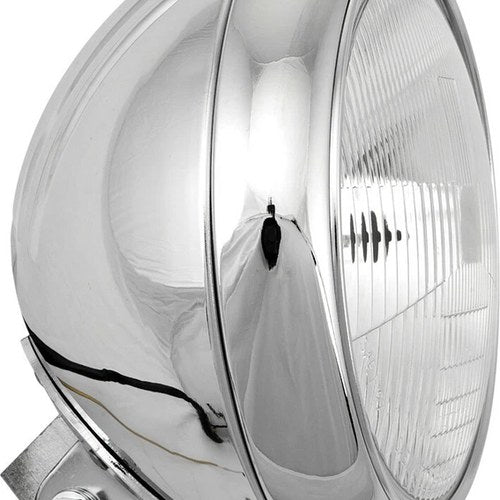 HardDrive 7in Grooved Chrome Headlight Bottom Mount - 12v 60/55w H4 | L20-6084GD