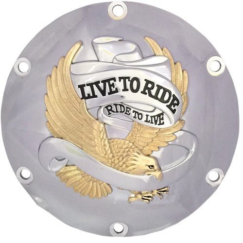 Drag Specialties 6-Hole - Gold - Live to Ride Derby Cover | 33-0067CGA