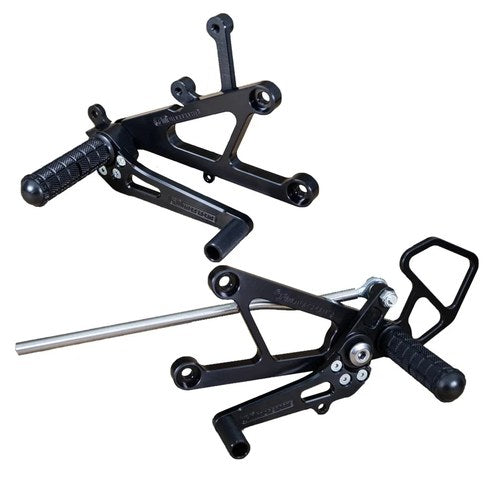 Yamaha 2003-05 YZF-R6 Woodcraft Racing Rearsets / Footpegs - Complete Kit Black